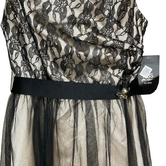 ABS Kids by Allen Schwartz Little Girls Black Tulle Formal Sequin Dress Size 14 - Picture 4 of 16
